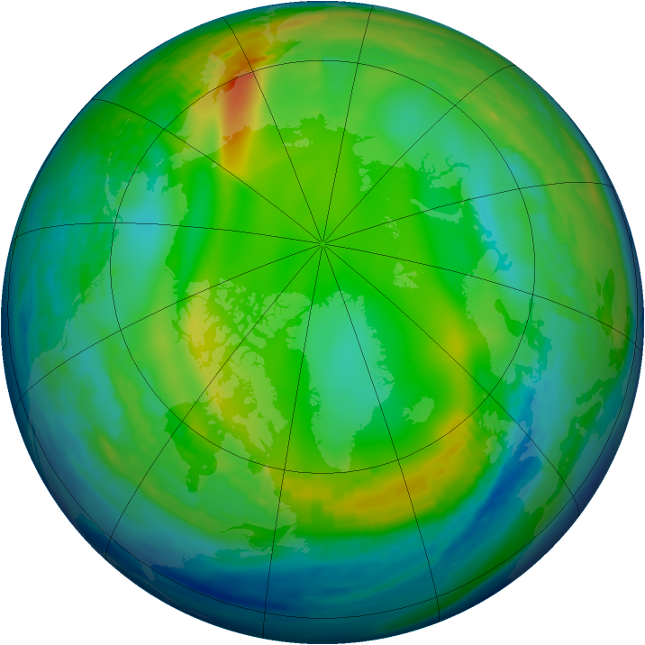 Arctic ozone map for 10 January 1993